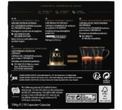 Pack 50 Capsules L'Or Barista - XXL Double Ristretto - Intensité 11 -Kafftec Magasin 10 capsule xxl double ristretto lor barista arriere