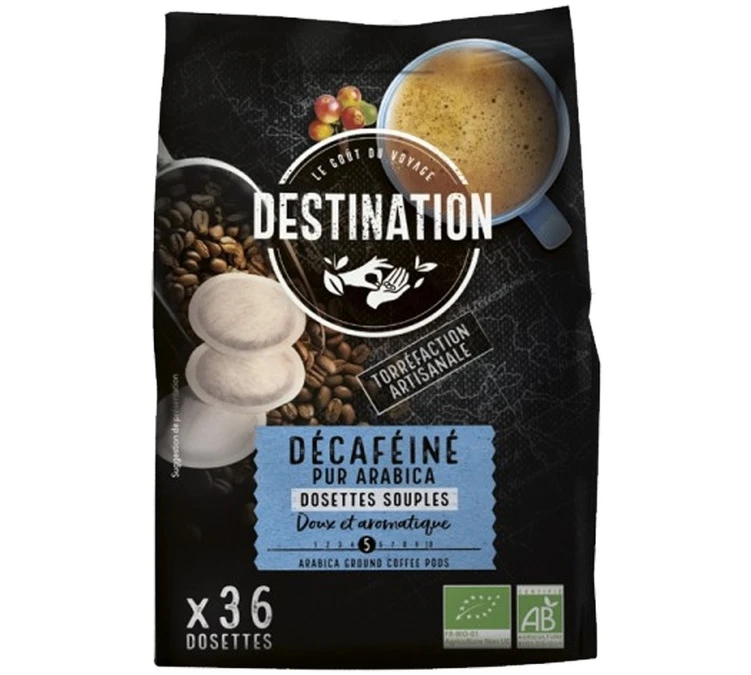 36 Dosettes Souples Décaféiné Bio - DESTINATION 3 36 Dosettes Souples Décaféiné Bio - DESTINATION