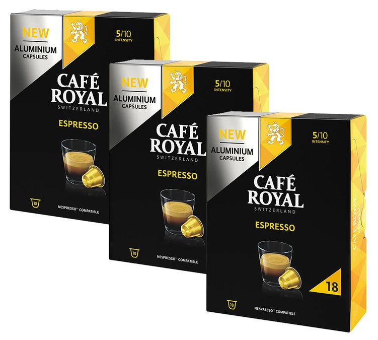 Pack 54 Capsules Espresso - Compatible Nespresso® - CAFE ROYAL 3 Pack 54 Capsules Espresso - Compatible Nespresso® - CAFE ROYAL