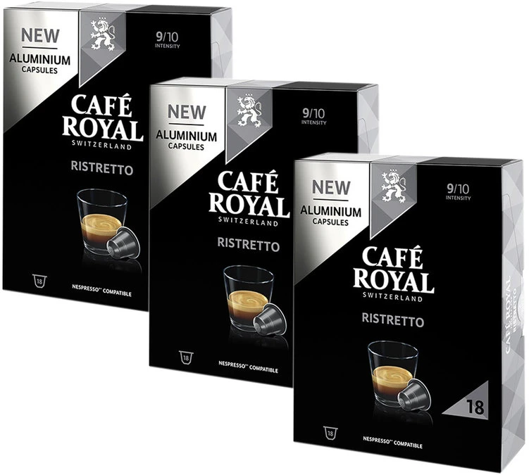 Pack 54 Capsules Ristretto - Compatible Nespresso® - CAFE ROYAL 3 Pack 54 Capsules Ristretto - Compatible Nespresso® - CAFE ROYAL