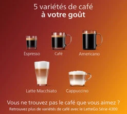 PHILIPS Series 3200 LatteGo Connectée EP3546/70 Garantie 3 Ans -Kafftec Magasin 4 machine cafe grain philips connecte 3546 70