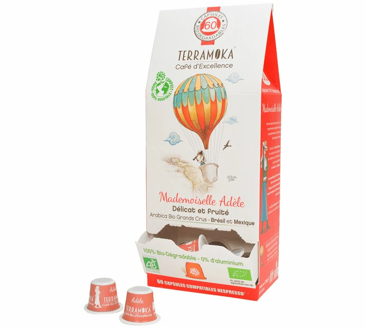 60 Capsules Melle Adèle Bio Compostables - Compatibles Nespresso® - TERRAMOKA 3 60 Capsules Melle Adèle Bio Compostables - Compatibles Nespresso® - TERRAMOKA