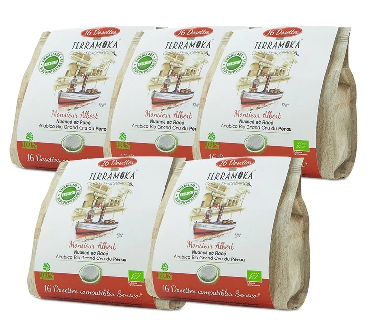Pack 80 Dosettes Souples Monsieur Albert Bio - TERRAMOKA 3 Pack 80 Dosettes Souples Monsieur Albert Bio - TERRAMOKA
