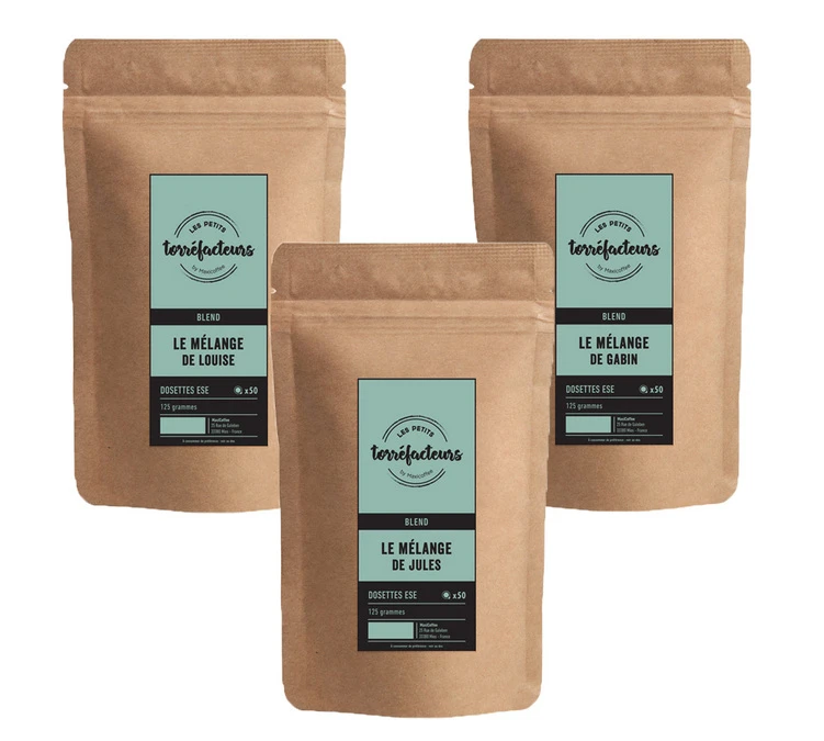 Pack - 150 Dosettes ESE - 3 Mélanges De Cafés Exclusifs - LES PETITS TORREFACTEURS 3 Pack - 150 Dosettes ESE - 3 Mélanges De Cafés Exclusifs - LES PETITS TORREFACTEURS