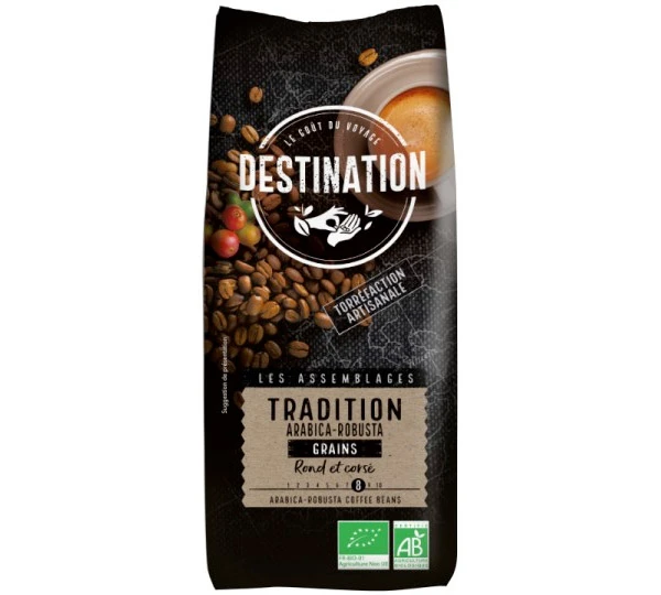 Café En Grains Bio Tradition N°8 Arabica/Robusta Destination X 1 Kg 3 Café En Grains Bio Tradition N°8 Arabica/Robusta Destination X 1 Kg