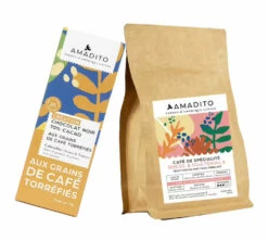 Pack Café En Grain & Chocolat 70 % Cacao (grains De Café Torréfiés) - AMADITO