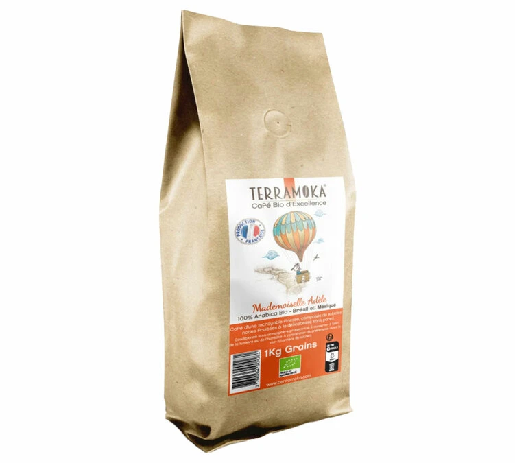 1kg Café En Grain 100% Arabica Bio Mademoiselle Adèle - TERRAMOKA 3 1kg Café En Grain 100% Arabica Bio Mademoiselle Adèle - TERRAMOKA