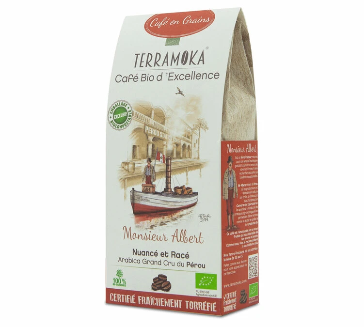 Café En Grains 100% Arabica Bio Pérou Monsieur Albert - 200g - TERRAMOKA 3 Café En Grains 100% Arabica Bio Pérou Monsieur Albert - 200g - TERRAMOKA