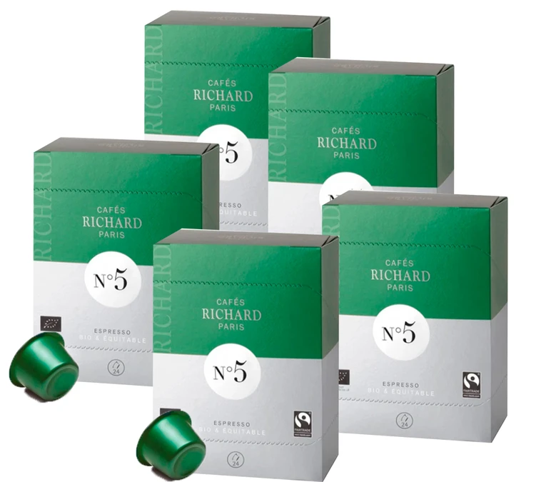 120 Capsules Bio Fair Trade N°5 X120 - CAFES RICHARD 2 120 Capsules Bio Fair Trade N°5 X120 - CAFES RICHARD