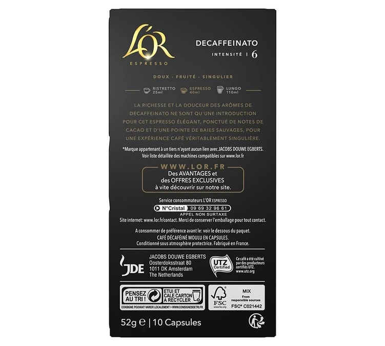 Pack 5 X 10 Capsules Decaffeinato - Compatible Nespresso® - L'OR ESPRESSO 4 Pack 5 X 10 Capsules Decaffeinato - Compatible Nespresso® - L'OR ESPRESSO – Image 2