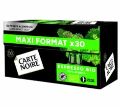 30 Capsules Compatibles Nespresso® - Espresso BIO - CARTE NOIRE -Kafftec Magasin espresso bio x30 side