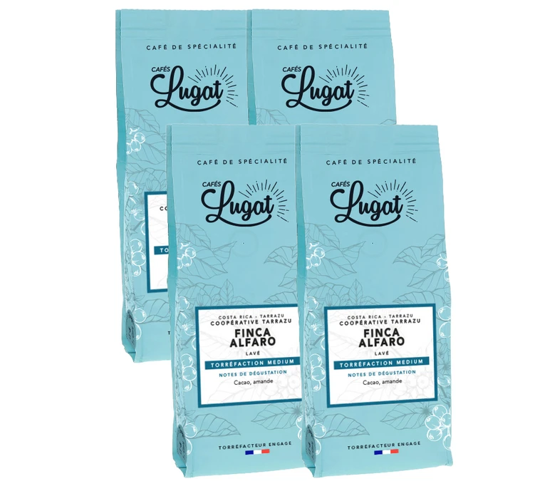 4x250g Café En Grain Costa Rica Finca Alfaro - CAFES LUGAT 3 4x250g Café En Grain Costa Rica Finca Alfaro - CAFES LUGAT