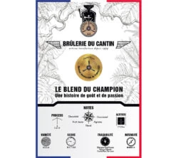 Café En Grains Brûlerie Du Cantin - Blend Du Champion 100 % Arabica - 250gr 6 Café En Grains Brûlerie Du Cantin - Blend Du Champion 100 % Arabica - 250gr -Kafftec Magasin melange champion etiquette