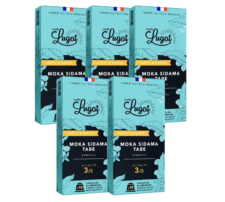 50 Capsules Moka Sidama Tabe - Compatibles Nespresso® - CAFÉS LUGAT 3 50 Capsules Moka Sidama Tabe - Compatibles Nespresso® - CAFÉS LUGAT