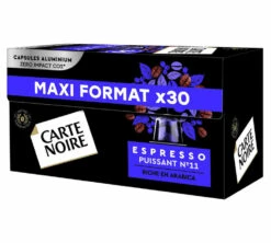 30 Capsules Compatibles Nespresso®- Espresso Puissant N°11 - CARTE NOIRE -Kafftec Magasin n11 x30 side