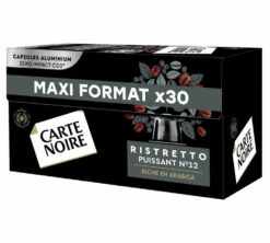 30 Capsules Compatibles Nespresso® - Ristretto Puissant N°12 - CARTE NOIRE 12 30 Capsules Compatibles Nespresso® - Ristretto Puissant N°12 - CARTE NOIRE -Kafftec Magasin n12 x30 side