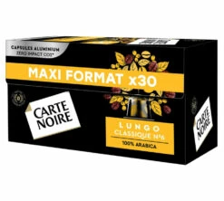 30 Capsules Compatibles Nespresso®- Espresso Lungo N°6 - CARTE NOIRE -Kafftec Magasin n6 x30 side