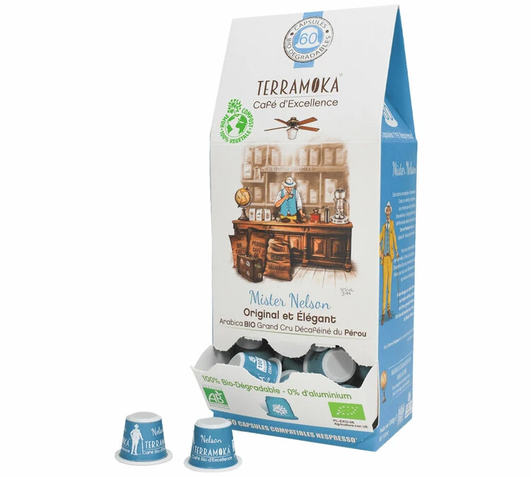 60 Capsules Mister Nelson Bio Compostables - Compatibles Nespresso® - TERRAMOKA 3 60 Capsules Mister Nelson Bio Compostables - Compatibles Nespresso® - TERRAMOKA