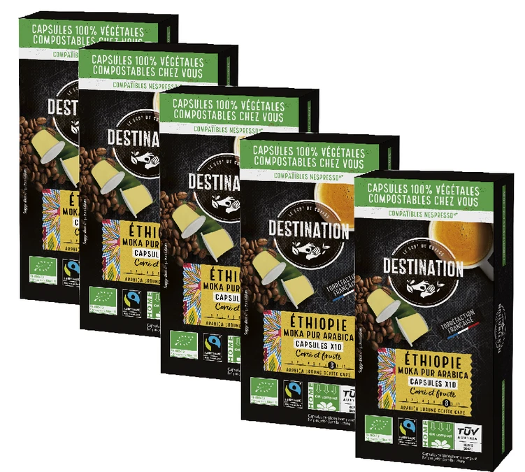 Pack 50 Capsules Moka Awasas Bio - Compatible Nespresso® - DESTINATION 3 Pack 50 Capsules Moka Awasas Bio - Compatible Nespresso® - DESTINATION
