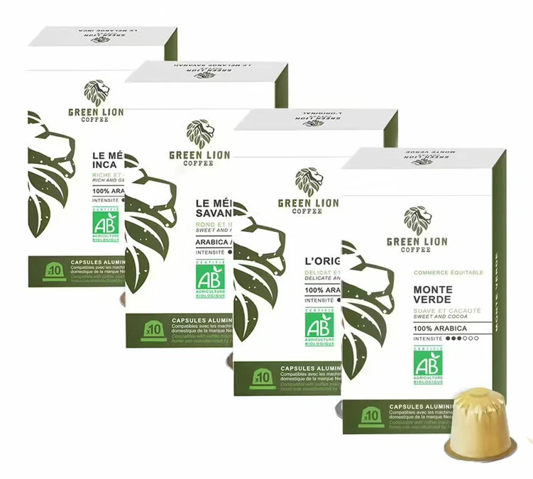 Pack Découverte Bio - 40 Capsules - Compatibles Nespresso® - GREEN LION COFFEE 3 Pack Découverte Bio - 40 Capsules - Compatibles Nespresso® - GREEN LION COFFEE