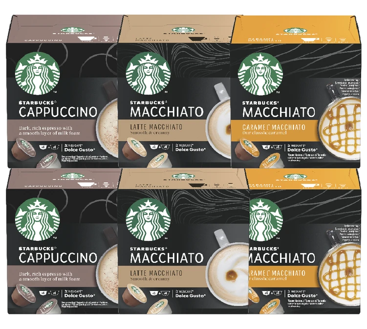 Pack Découverte 72 Capsules Starbucks Dolce Gusto® Compatibles 3 Pack Découverte 72 Capsules Starbucks Dolce Gusto® Compatibles