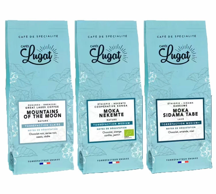 Pack Cafés En Grain Pure Origine D'Afrique - CAFES LUGAT 3 Pack Cafés En Grain Pure Origine D'Afrique - CAFES LUGAT