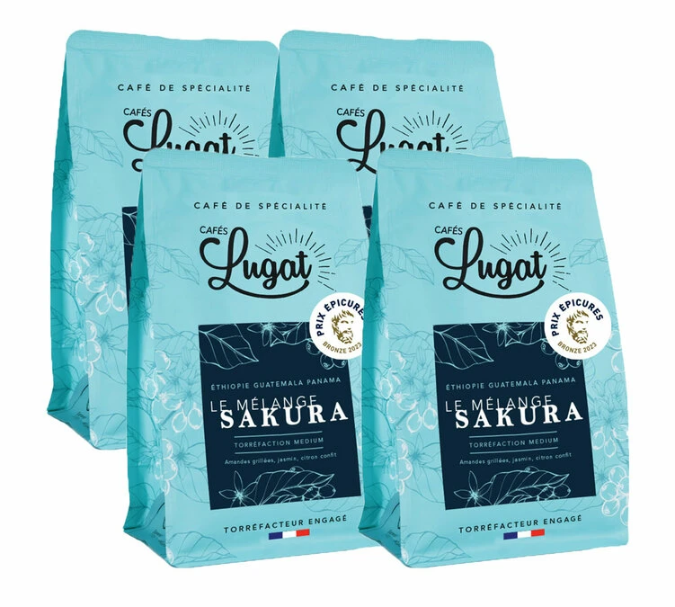 1kg Café En Grains : Le Mélange Sakura - Cafés Lugat 3 1kg Café En Grains : Le Mélange Sakura - Cafés Lugat