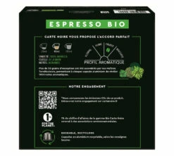 60 Capsules Compatibles Nespresso® - Espresso BIO - CARTE NOIRE -Kafftec Magasin x60 back espresso bio