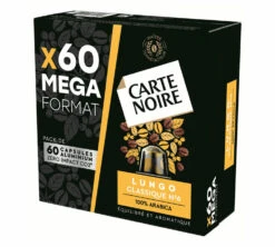 60 Capsules Compatibles Nespresso® Espresso Lungo N°6 - CARTE NOIRE -Kafftec Magasin x60 n6 side